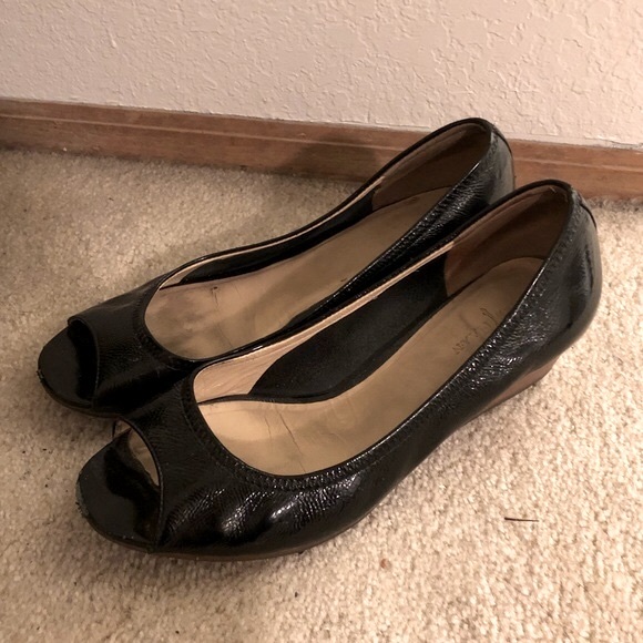 Cole Haan Nike Air Black Patent Leather Air Tali Open Toe Low Wedge - Picture 5 of 8